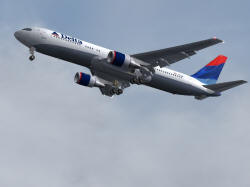 Landing, in one of the most popular 767 liveries (although Delta is phasing out their 767s.