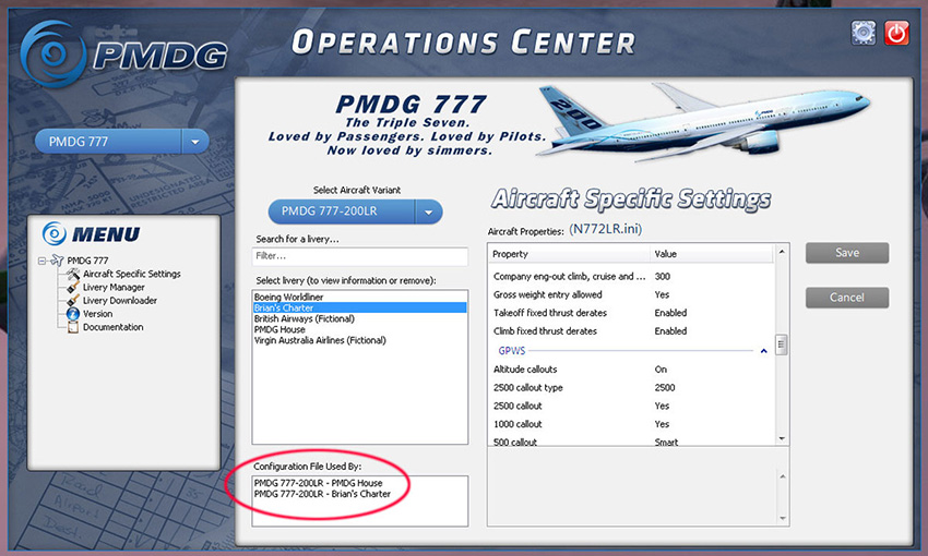 pmdg 777 pilot response warning